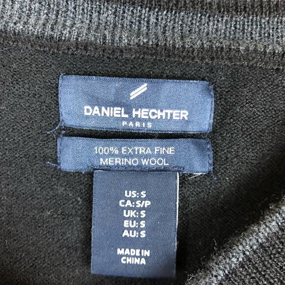 Daniel Hechter Paris Mens Sweater Black V Neck 100% Merino Wool Small - Picture 6 of 12